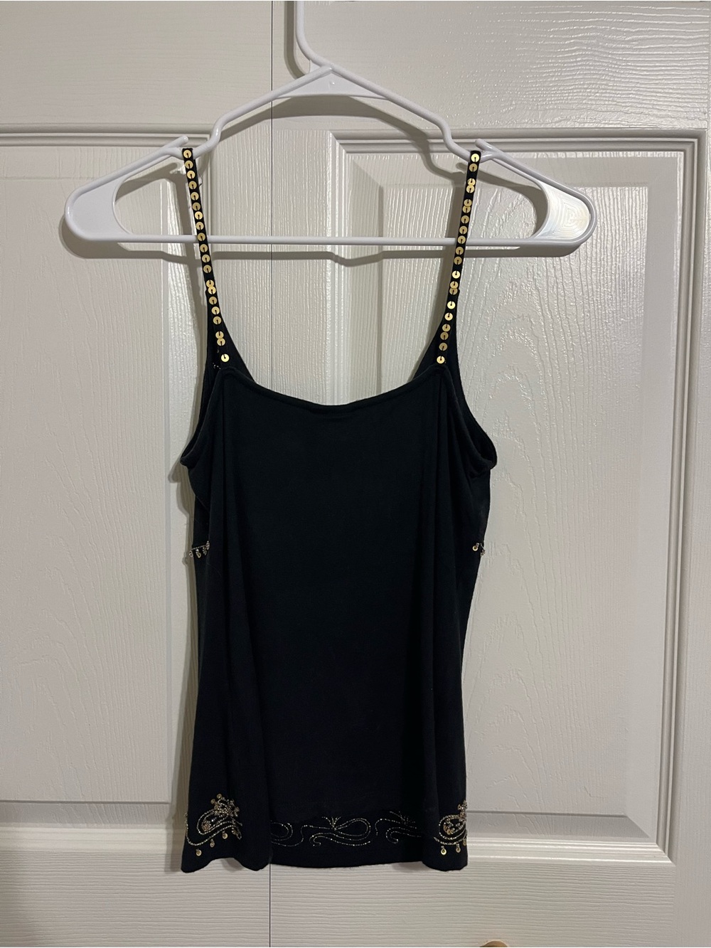 Black Tank with Gold Sequin Detailing - Picture 2 of 8